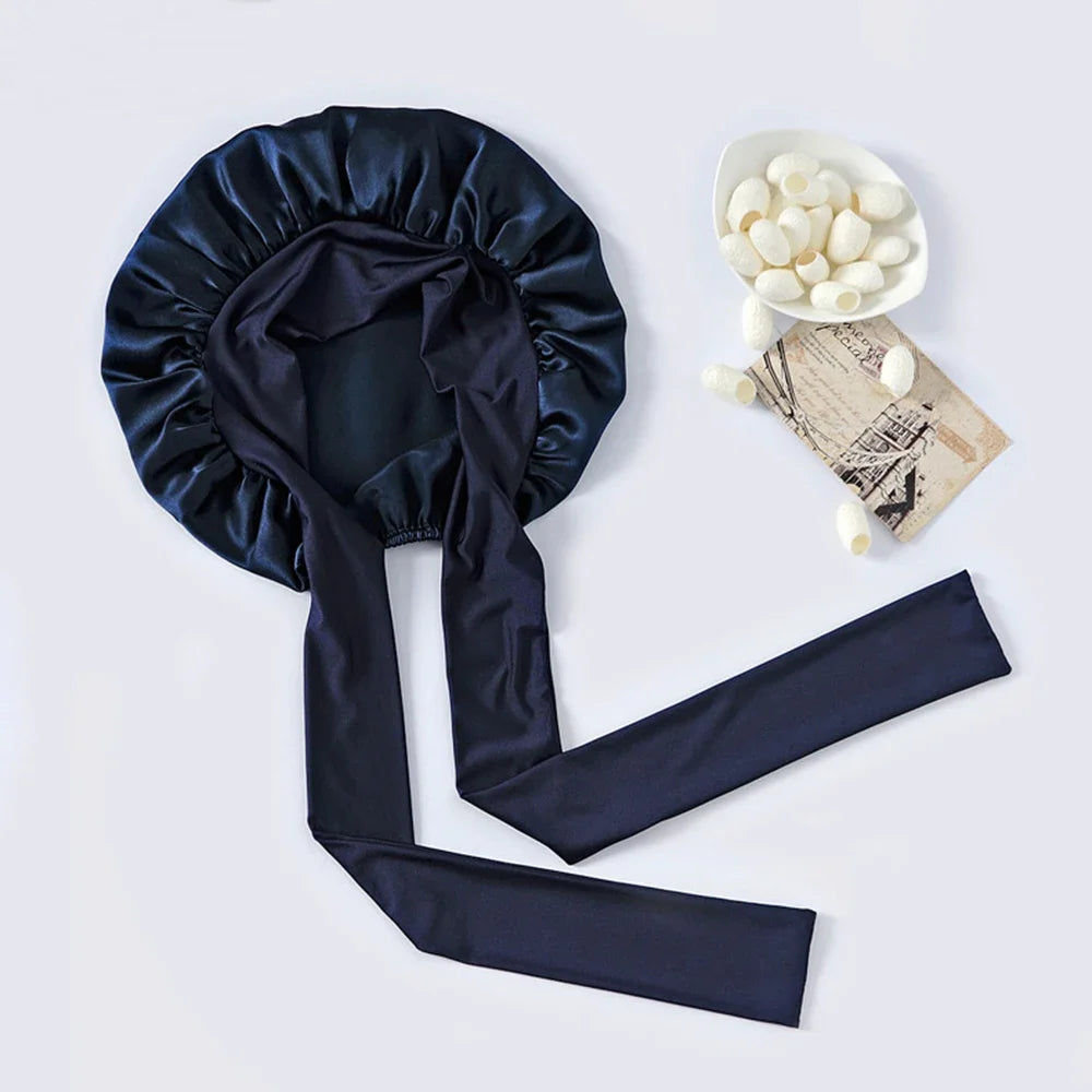 19 Momme mulberry silk sleep cap in Midnight Navy