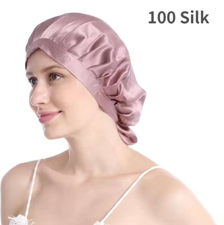 Soft mulberry silk sleep cap for nightly hair care